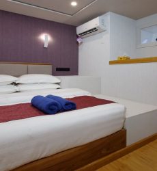Lower Deck Double cabin - bed view