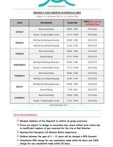 SAFARI Island - Excursions Schedule